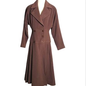 Wool Cashmere Blnd Vtg Coat Double-Breasted Maxi Old Money Retro 80's Tailored